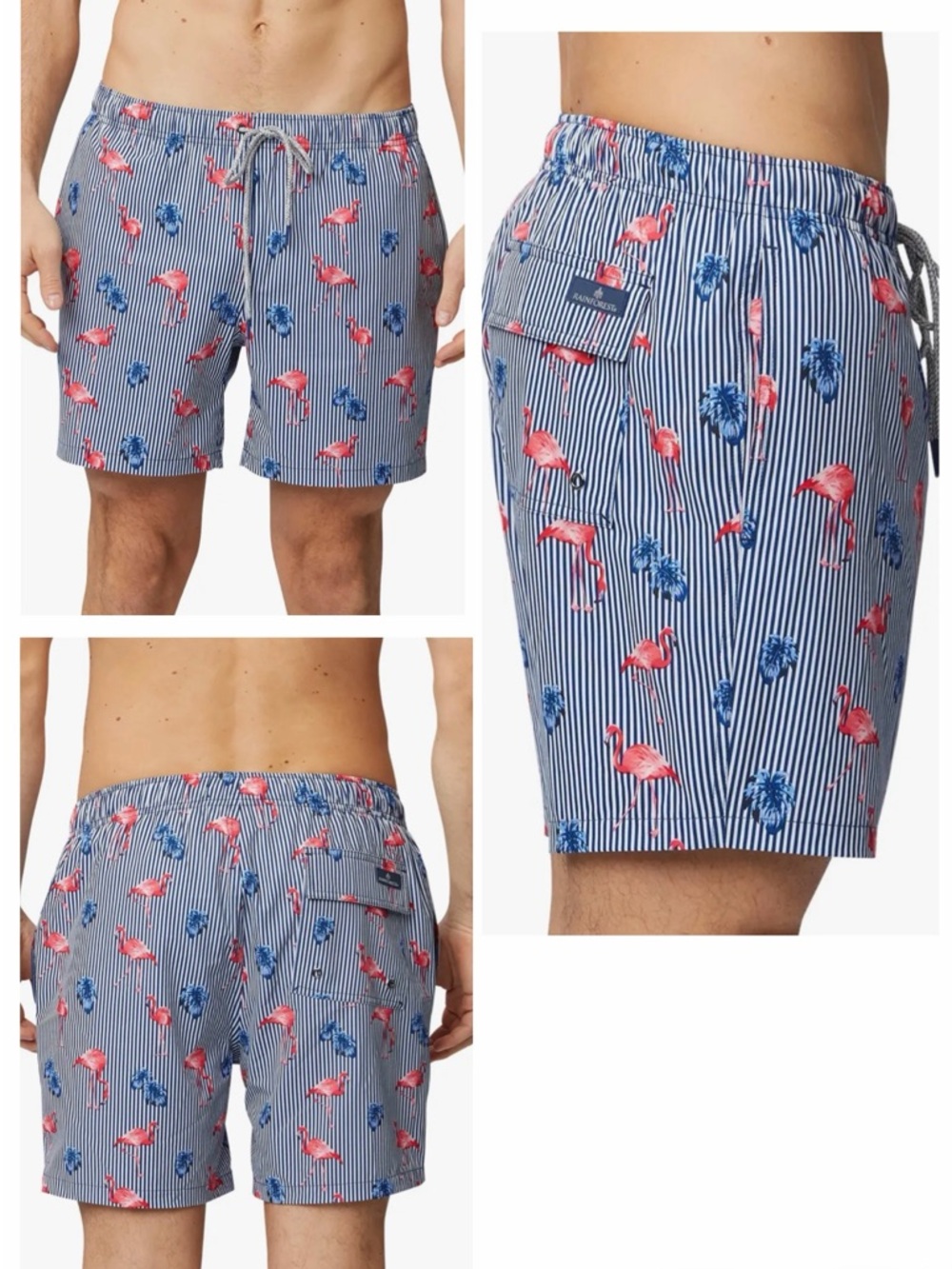 RAINFOREST Wading Flamingo Stretch Swim Trunks in Estate Blue Color XL
